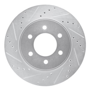 Ford F-150 Brake Rotor (1) - Front Left - R1 Concepts - Drilled & Slotted - Silver - `04-`08